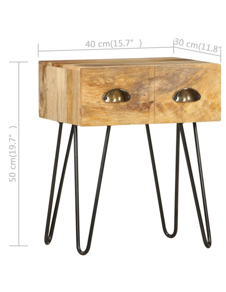 Comodino 40x30x50 cm in Legno Massello di Mango