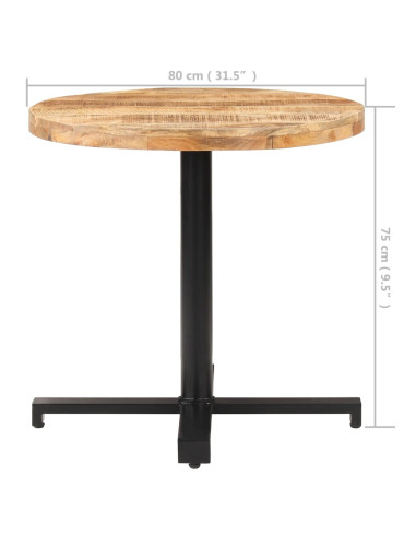Tavolino da Bistrot Rotondo Ø80x75 cm in Legno di Mango Grezzo