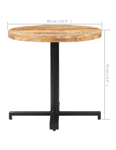 Tavolino da Bistrot Rotondo Ø80x75 cm in Legno di Mango Grezzo