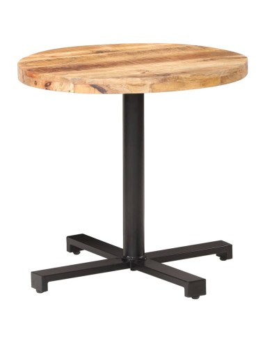 Tavolino da Bistrot Rotondo Ø80x75 cm in Legno di Mango Grezzo