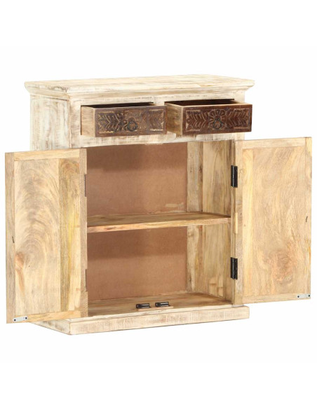 Credenza Bianca 65x30x75 cm in Legno Massello di Mango