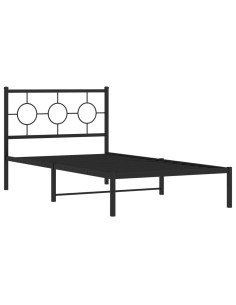 Giroletto con Testiera Metallo Nero 100x200 cm 2