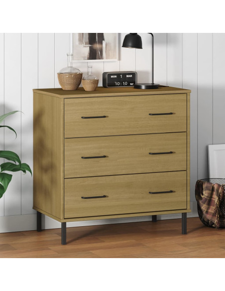 Credenza 3 Cassetti Marrone 77x40x79,5 cm Legno Massello OSLO