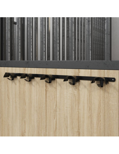 Supporto Briglie per 5 Briglie con 5 Ganci Nero in Ferro