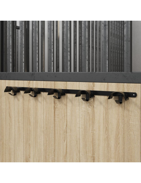 Supporto Briglie per 5 Briglie con 5 Ganci Nero in Ferro