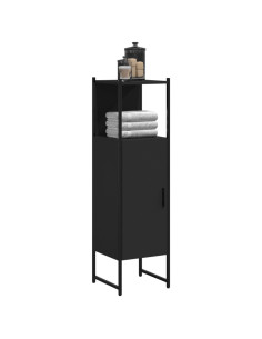 Mobile da Bagno Nero 33x33x120,5 cm in Legno Multistrato