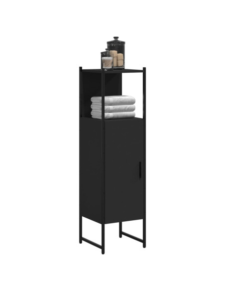Mobile da Bagno Nero 33x33x120,5 cm in Legno Multistrato