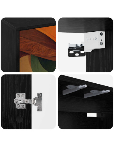Mobile TV da Parete BONN 69 x 33 x 40 cm Rovere Nero