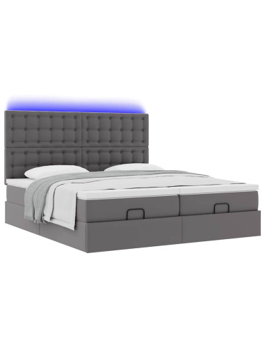 Pouf Letto con Materassi e LED Grigio 160x200cm Similpelle