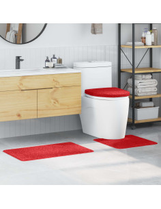 Set di tappetini antiscivolo per il bagno 3 pcs Rosso PP