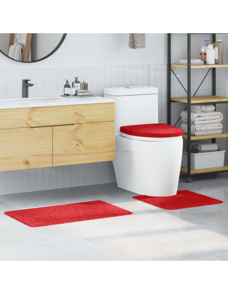 Set di tappetini antiscivolo per il bagno 3 pcs Rosso PP