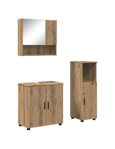 Set di mobili per il bagno 3 pz Rovere artigianale