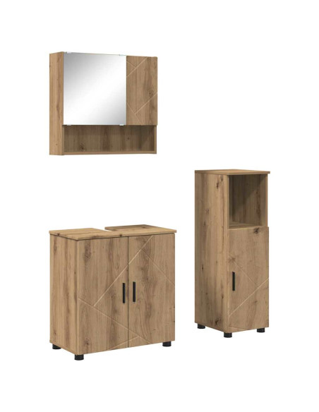 Set di mobili per il bagno 3 pz Rovere artigianale
