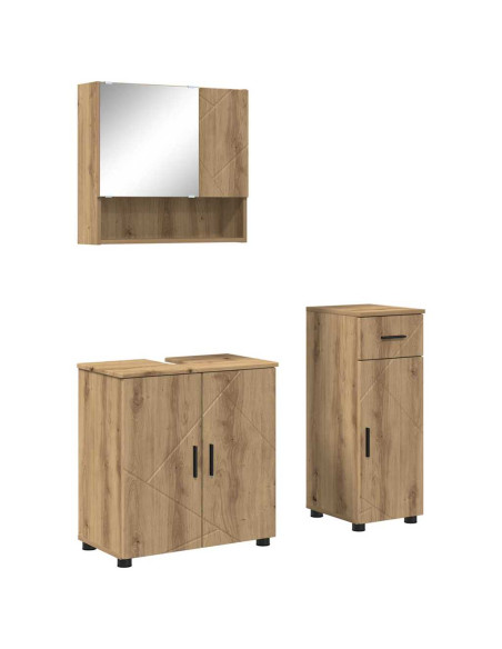 Set di mobili per il bagno 3 pz Rovere artigianale