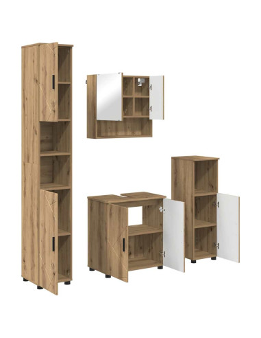 Set di mobili per il bagno 4 pz Rovere artigianale