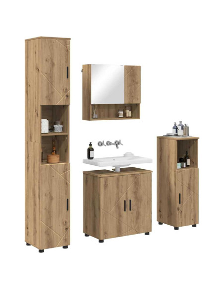 Set di mobili per il bagno 4 pz Rovere artigianale