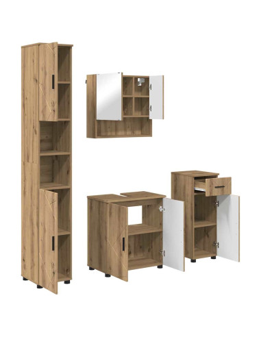Set di mobili per il bagno 4 pz Rovere artigianale