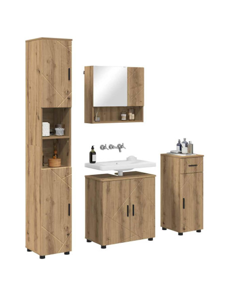 Set di mobili per il bagno 4 pz Rovere artigianale