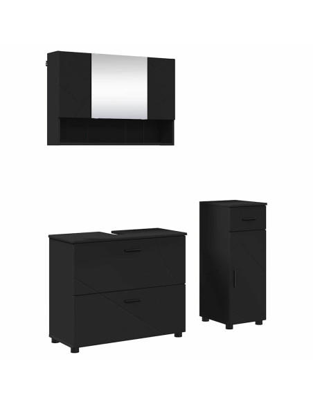 Set di mobili per il bagno con cassetto con porta 3 pcs Nero