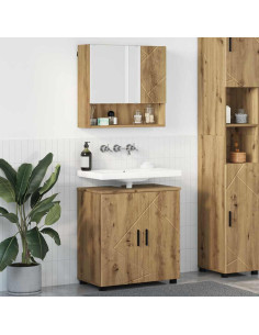 Set di mobili per il bagno 2 pz Rovere artigianale