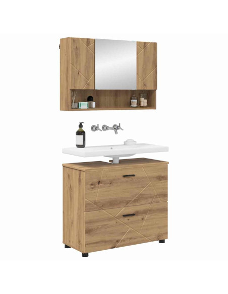 Set di mobili per il bagno 2 pz Rovere artigianale
