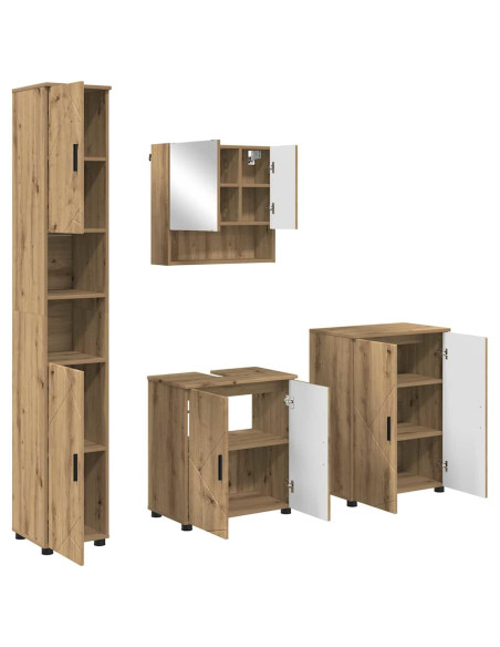 Set di mobili per il bagno 4 pz Rovere artigianale