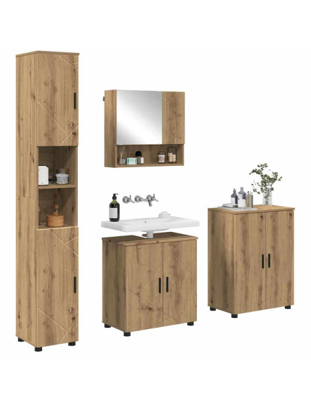Set di mobili per il bagno 4 pz Rovere artigianale