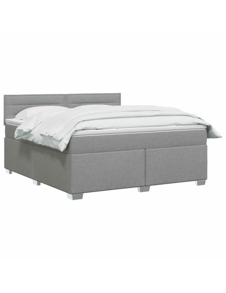 Letto con Box Spring, Materasso e LED Grigio Chiaro Tessuto