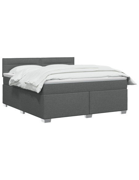 Letto con Box Spring, Materasso e LED Grigio Scuro 140 x 200 cm