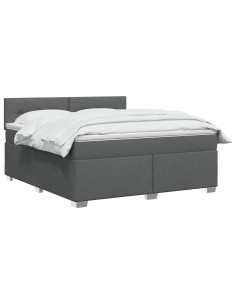Letto con Box Spring, Materasso e LED Grigio Scuro 140 x 190 cm 2