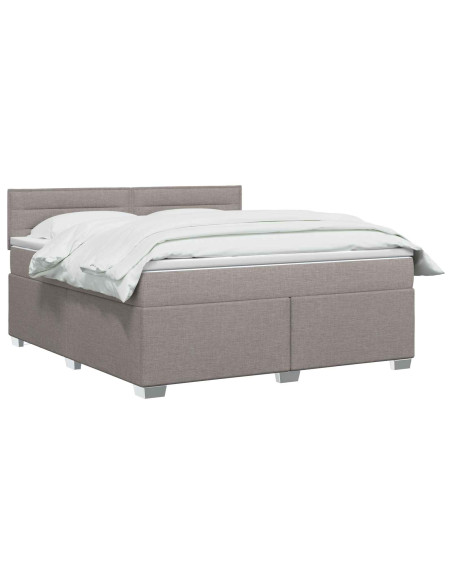 Letto con Box Spring, Materasso e LED Tortora 140 x 190 cm