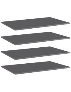 Ripiani per Libreria 4pz Grigio Lucido 80x50x1,5cm Multistrato