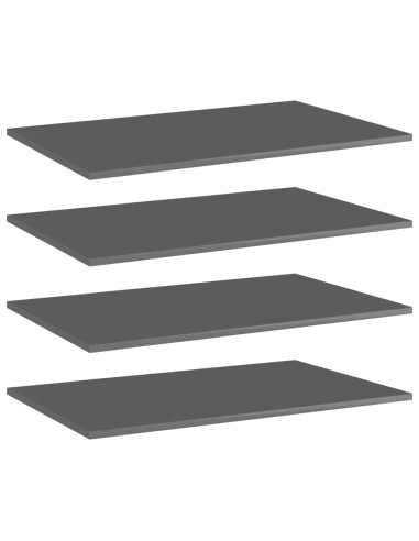 Ripiani per Libreria 4pz Grigio Lucido 80x50x1,5cm Multistrato