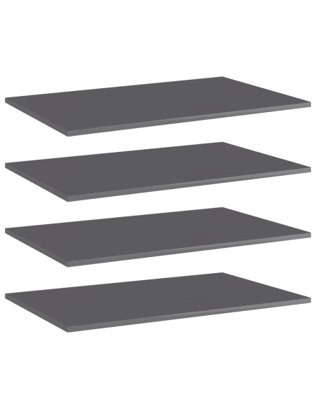 Ripiani per Libreria 4pz Grigio Lucido 80x50x1,5cm Multistrato