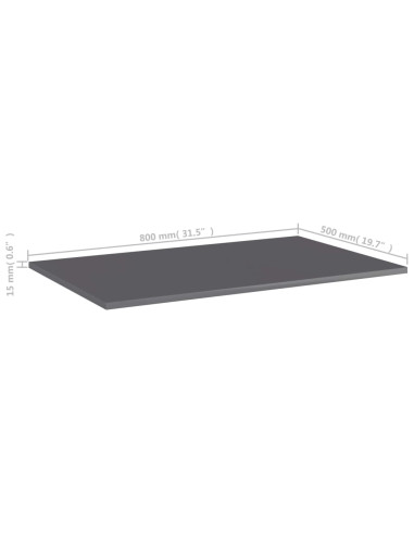 Ripiani per Libreria 4pz Grigio Lucido 80x50x1,5cm Multistrato