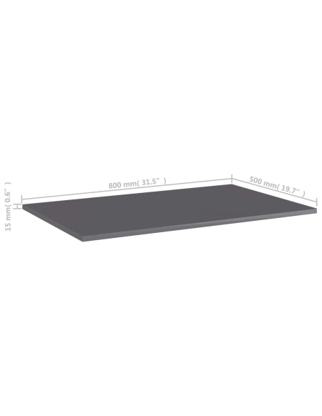 Ripiani per Libreria 4pz Grigio Lucido 80x50x1,5cm Multistrato
