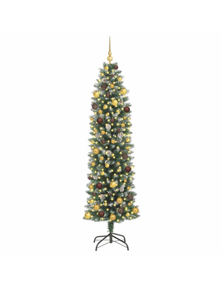 Albero di Natale Artificiale Sottile con 300 LED Verde 210 cm