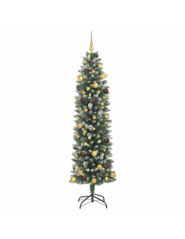 Albero di Natale Artificiale Sottile con 300 LED Verde 210 cm