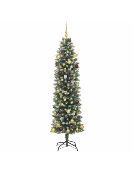 Albero di Natale Artificiale Sottile con 300 LED Verde 210 cm