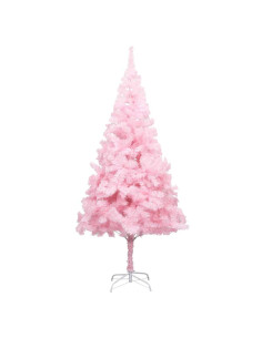 Albero di Natale Preilluminato con Palline Rosa 210 cm PVC
