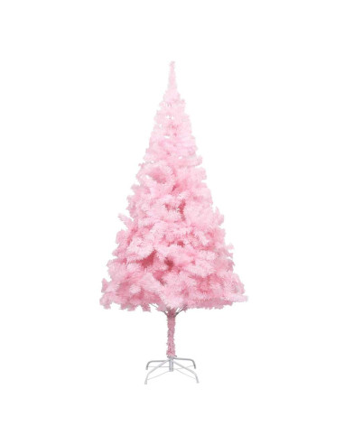 Albero di Natale Preilluminato con Palline Rosa 210 cm PVC