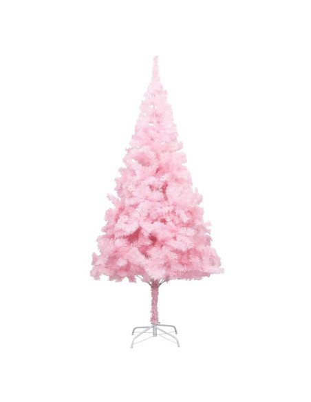 Albero di Natale Preilluminato con Palline Rosa 210 cm PVC