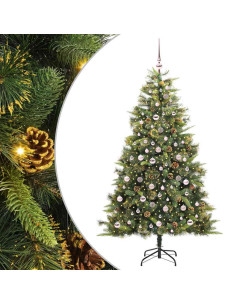 Albero di Natale artificiale pieghevole con coni Verde 210 cm 2