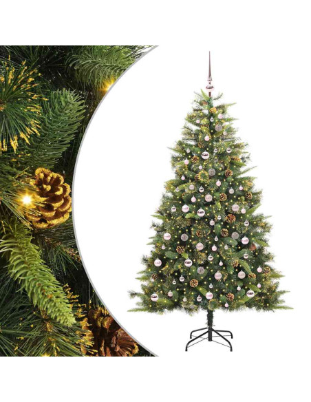 Albero di Natale artificiale pieghevole con coni Verde 210 cm
