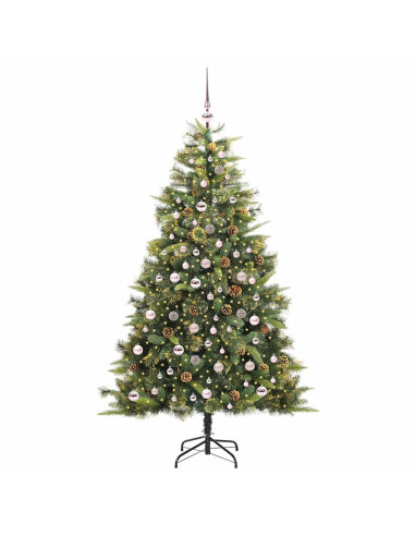 Albero di Natale artificiale pieghevole con coni Verde 210 cm