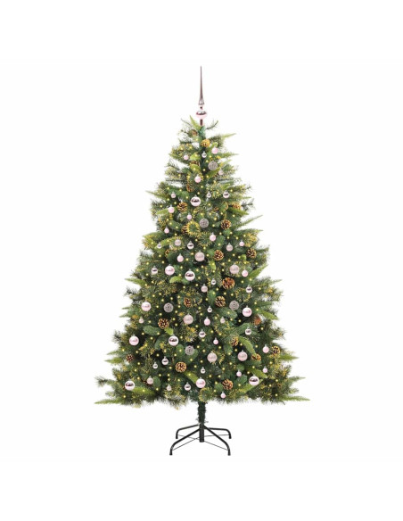 Albero di Natale artificiale pieghevole con coni Verde 210 cm