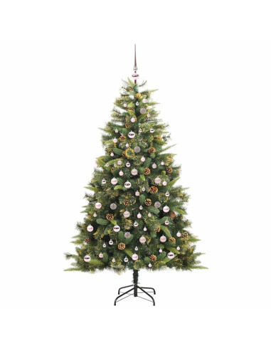 Albero di Natale artificiale pieghevole con coni Verde 210 cm