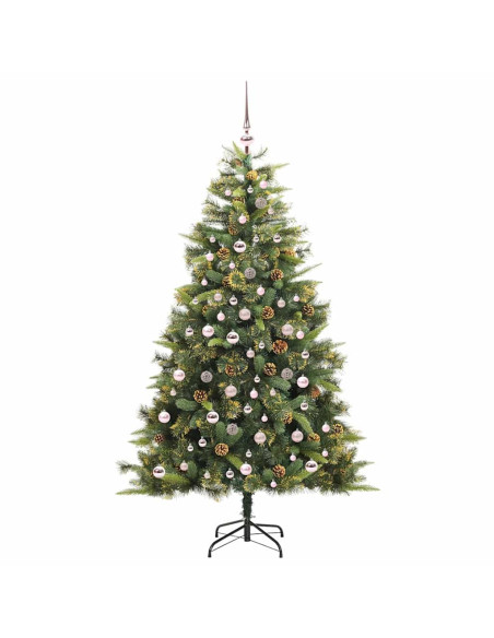 Albero di Natale artificiale pieghevole con coni Verde 210 cm