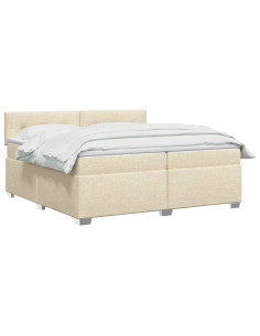 Letto con Box Spring, Materasso e LED Crema 200 x 200 cm 2