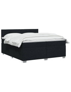 Letto con Box Spring, Materasso e LED Nero 200 x 200 cm Tessuto 2